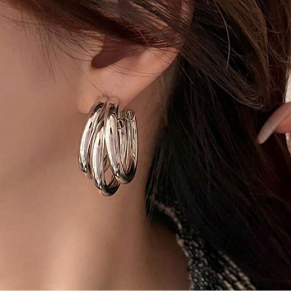 3for$20 NEW Minimalist Cuff Hoop Earrings SILVER color